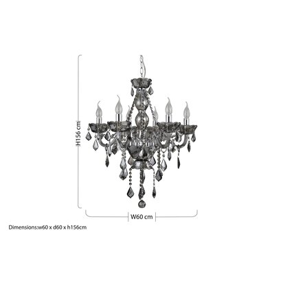 Belenmere 6 Bulb Smoked Crystal Glass Chandelier
