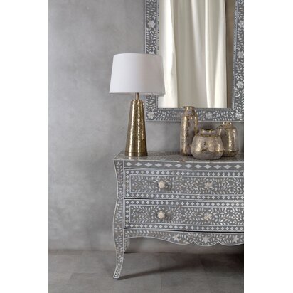 Spiridon Antique Brass Finish Table Lamp with Cream Shade