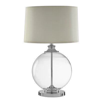 Edna Small Round Glass Table Lamp Ivory Silk Shade
