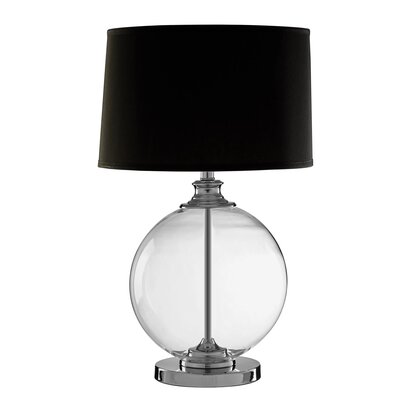 Edna Small Glass Table Lamp with Black Silk Shade