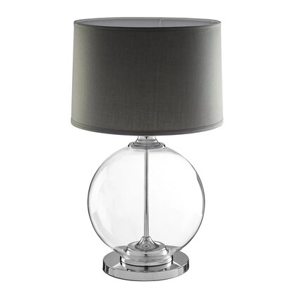 Edna Glass Table Lamp wuth Grey Linen Shade