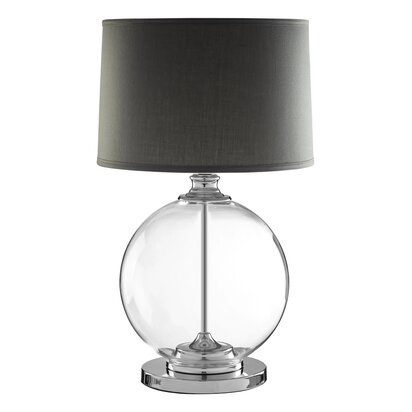 Edna Glass Table Lamp wuth Grey Linen Shade