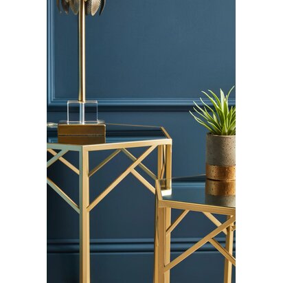 Herta Antique Brass Palm Tree Design Table Lamp