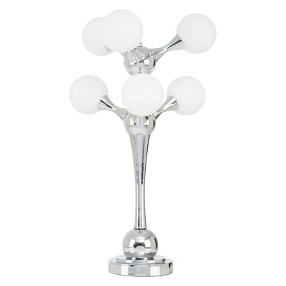 Heba Chrome 6 Light Table Lamp with Glass Shades