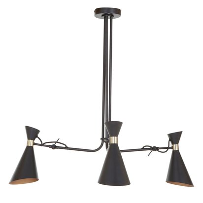 Verermore 3 Shade Black And Gold Bent Arm Pendant