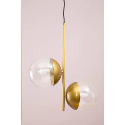 Revive Gold Finish Pendant Light With Two Glass Shades