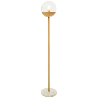 Revive Gold Finish Metal Floor Lamp with White Marble Base
