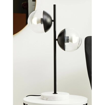 Revive Two Light Black Metal and Marble Table Lamp
