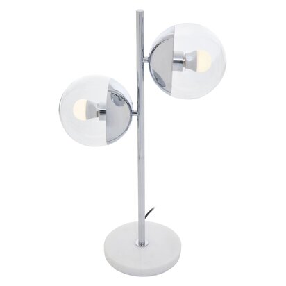 Revive Two Light Chrome and White Marble Table Lamp