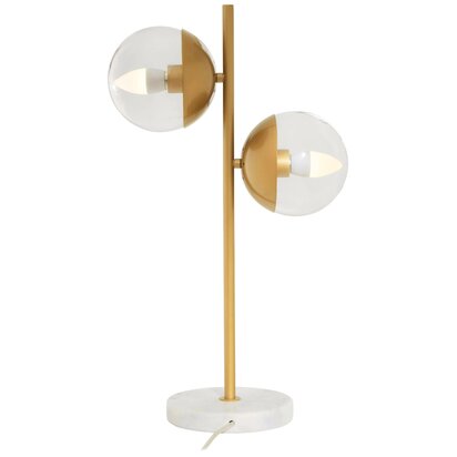 Revive Two Light Gold Finish Table Lamp with White Marble Base