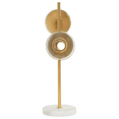 Revive Two Light Gold Finish Table Lamp with White Marble Base