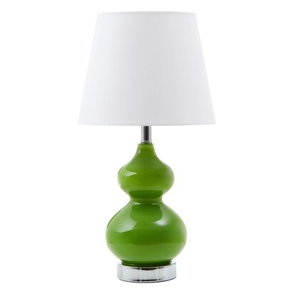 Heidy Green Glass Table Lamp With White Shade