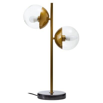 Revive Two Light Gold and Black Marble Table Lamp