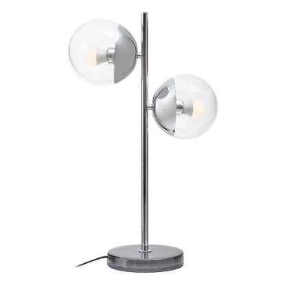 Revive Two Light Silver and Black Marble Table Lamp