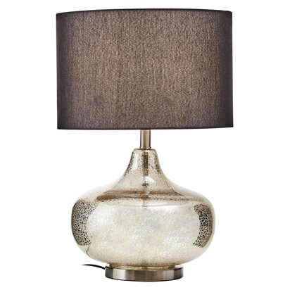 Luz Silver Glass with Black Shade Table Lamp