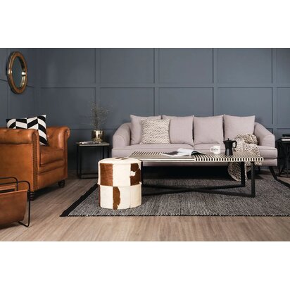 Boho Black and White Bone Inlay Coffee Table