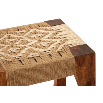 Boho Acacia Wood And Jute Square Stool