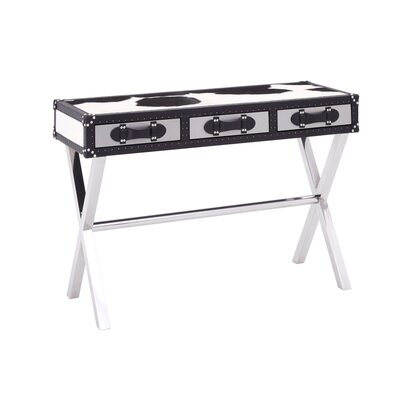 Kensington Townhouse Black And White Hair on Leather Console Table