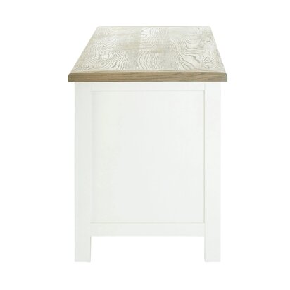 Hampstead White Media Unit with Oak Wood Top