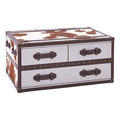 Rosisfield Townhouse Brown And White Hair ob Leather Coffee Table