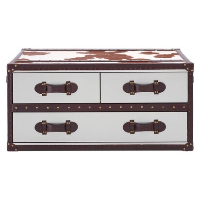 Rosisfield Townhouse Brown And White Hair ob Leather Coffee Table