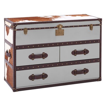 Rosisfield Townhouse Brown And White Cowhide Cabinet