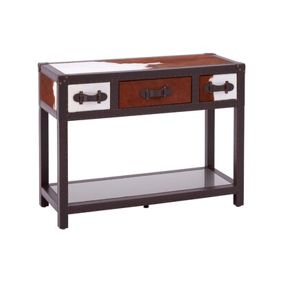 Rosisfield Townhouse Brown And White Genuine Cowhide 3 Drawer Table