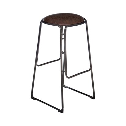 Monuley Mocha Bar Stool With Gunmetal Legs