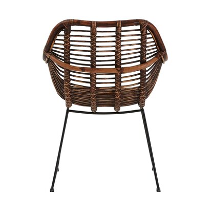 Marinbourne Dark Rattan Chair with Black Metal Legs