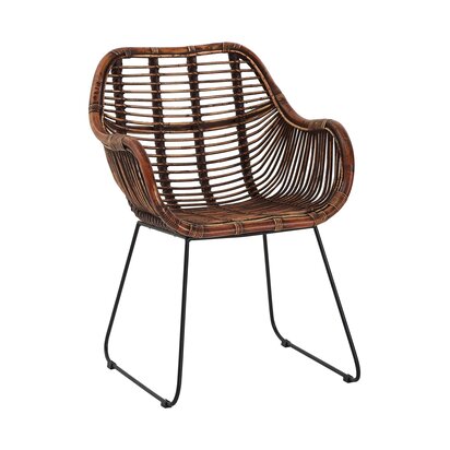 Marinbourne Dark Rattan Chair with Black Metal Legs