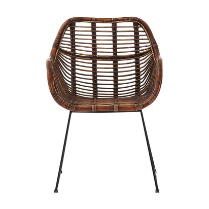 Marinbourne Dark Rattan Chair with Black Metal Legs