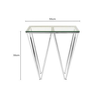 Allure Chrome End Table With Triangular Base