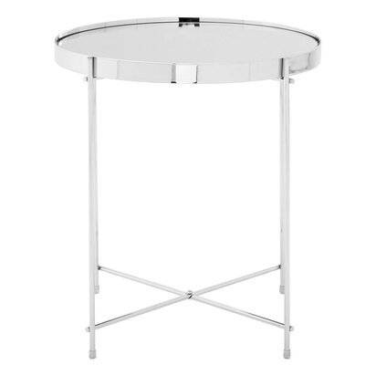 Allure Silver Mirrored Glass Round Side Table