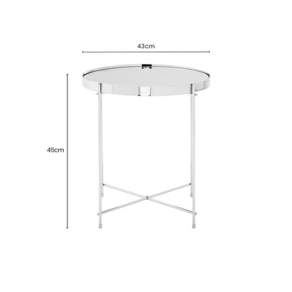 Allure Silver Mirrored Glass Round Side Table