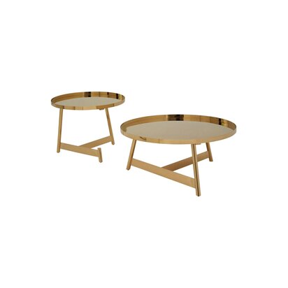 Alvaro Gold Set Of 2 Round Coffee Tables
