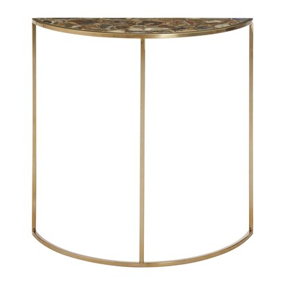 Vita  Black Agate and Gold Half Moon Console Table