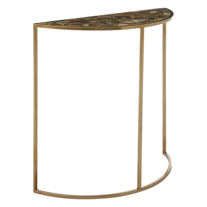 Vita  Black Agate and Gold Half Moon Console Table