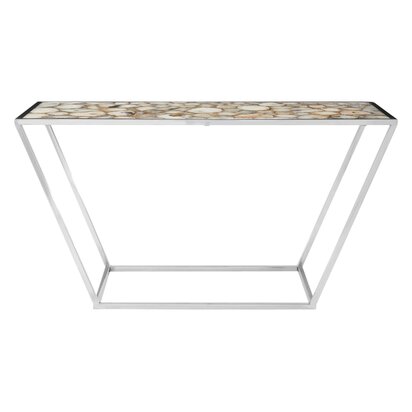 Vita White Agate and Silver Console Table
