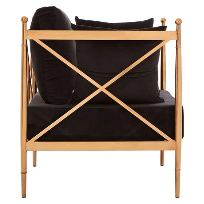 Aristead Black Velvet and Rose Gold Frame Chair