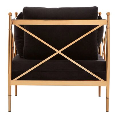 Aristead Black Velvet and Rose Gold Frame Chair