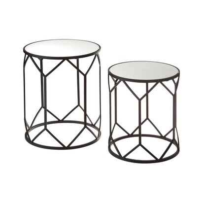 Delirose Mirror and Black Metal Set Of 2 Side Tables