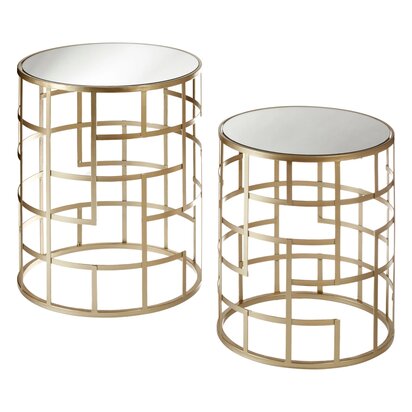 Delirose Set Of 2 Champagne Finish Side Tables