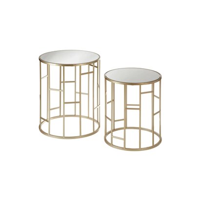 Delirose Set Of 2 Champagne Finish Round Side Tables