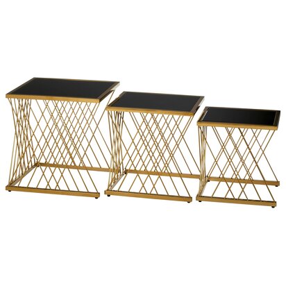 Veranell Gold and Black Set Of 3 Nesting Tables