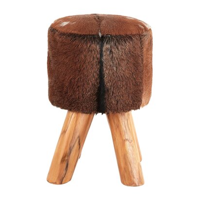 Penowod Brown Hair on Leather Round Stool