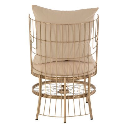 Florgate Natural Fabric and Champagne Gold Finish Wheel Design Chair