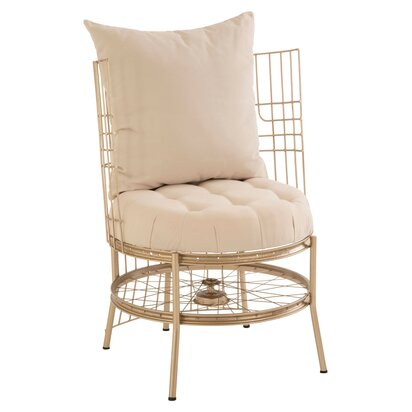 Florgate Natural Fabric and Champagne Gold Finish Wheel Design Chair