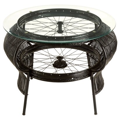 Florgate Black Finish Bicycle Wheel Design Coffee Table