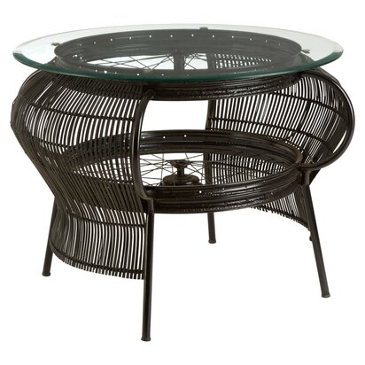 Florgate Black Finish Bicycle Wheel Design Coffee Table