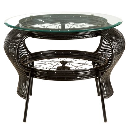 Florgate Black Finish Bicycle Wheel Design Coffee Table